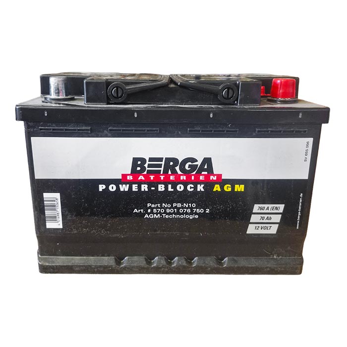 Акумулятор BERGA Power Block AGM 70Ah Ев (-/+) (760EN) (д276*ш175*в190)